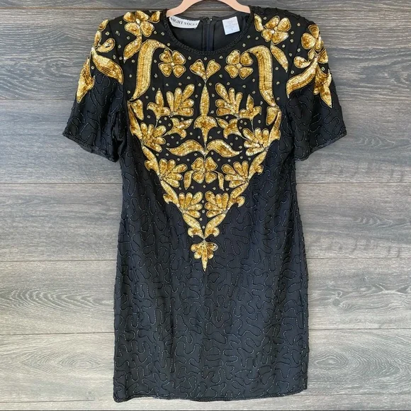 black and gold night dress Emerald A Line Frill Sleeves Maxi Scoop Neck Henna Night Dress – Sultan  Dress main image 0